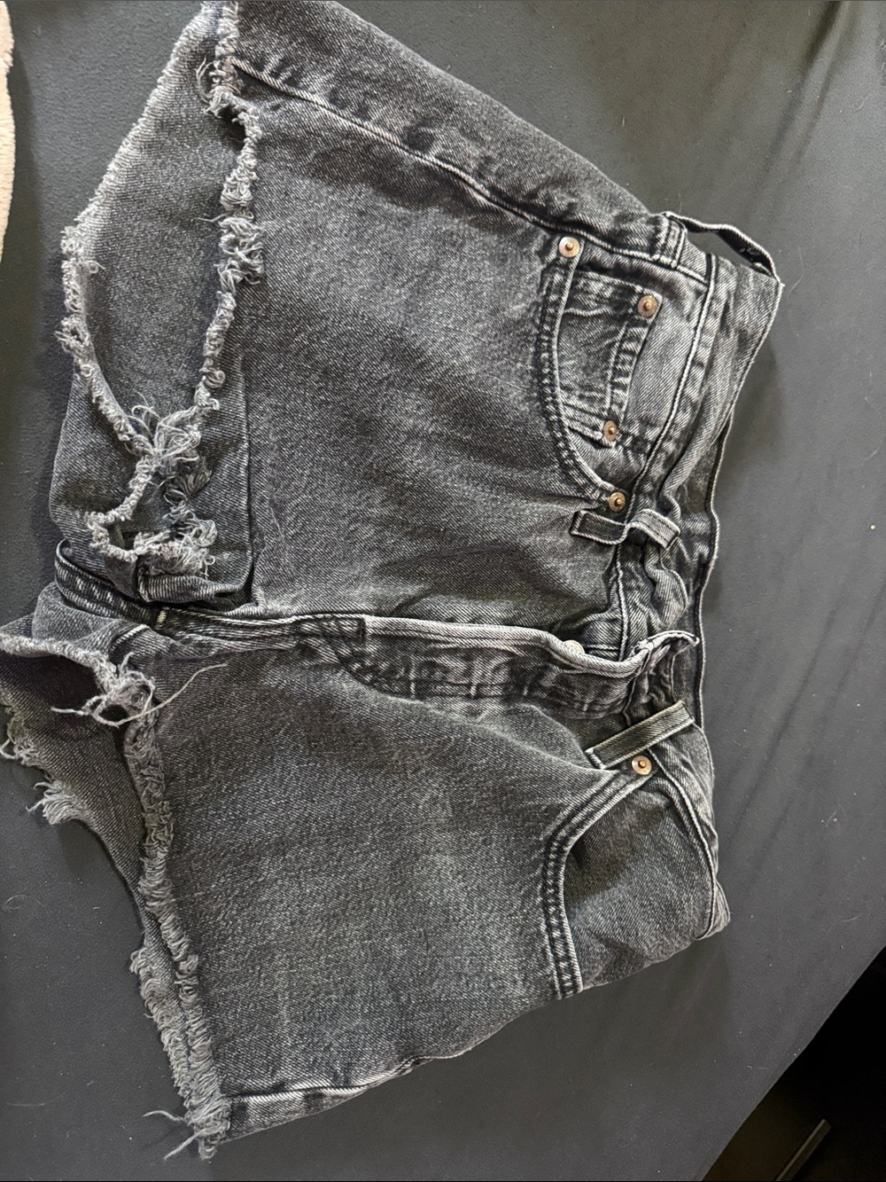 Levi's Black Distressed High-Rise Denim Shorts